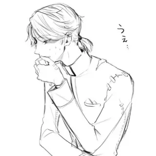 ✋ うぇ... Anime, Manga, Skizze, Zeichnung, Porträt, Mann, Traurig telegram sticker