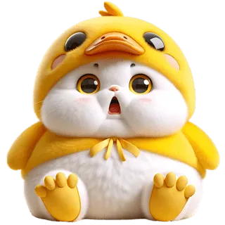 😯 słodki, zwierzę, kaczka, kawaii, kurczak, kreskówka, uroczy telegram sticker