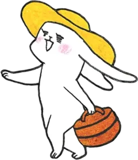 🛍 coniglio, cappello, bagaglio, estate, viaggio, cartone animato, carino telegram sticker
