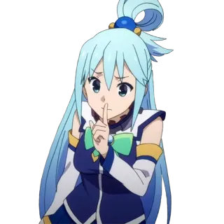 🤫 Aqua Anime, Chica, Linda, Personaje, Aqua, Dedo en los labios, Shhh whatsapp sticker