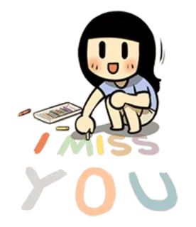 😗 I MISS YOU drawing, girl, art, missing, love telegram sticker