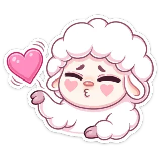 ❤️ овца, сердце, любовь, милый, животное, мультфильм, стикер telegram sticker