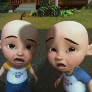 🏁 Upin & Ipin upin, ipin, мультфильм, плакать, расстроенный, лицо telegram sticker