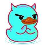😈 vịt, quỷ, ác quỷ, phim hoạt hình, động vật, nhân vật, vui nhộn, xanh dương telegram sticker