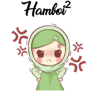 😒 wütend, Cartoon, Chibi, Hijab, Mädchen, genervt, süß telegram sticker