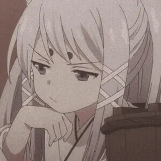 🖤 dziewczyna anime, słodka, długie białe włosy, smutna, znudzona, manga telegram sticker