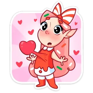 ❤️ Dibujo animado, Pegatina, Lindo, Kawaii, Corazón, Amor, Caramelo telegram sticker