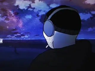🚬 night, sea, stars, man, headphones, smoking telegram sticker
