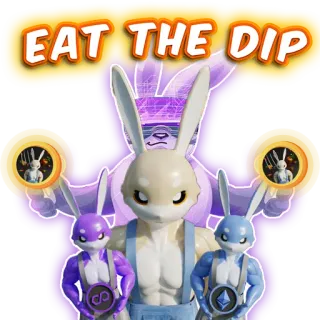 🙈 EAT THE DIP кролик, крипто, финансы, мем, покупай на падении telegram sticker