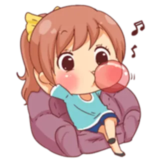 😌 アニメ, カートゥーン, 女の子, ガム, かわいい, ちび telegram sticker