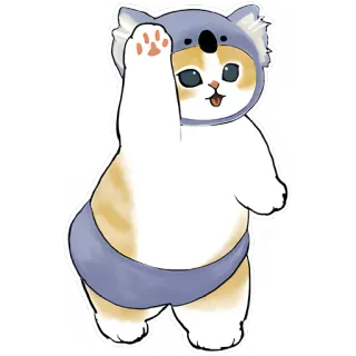 👋 고양이, 동물, 귀여운, 카와이, 코알라, 동물 코스튬 telegram sticker