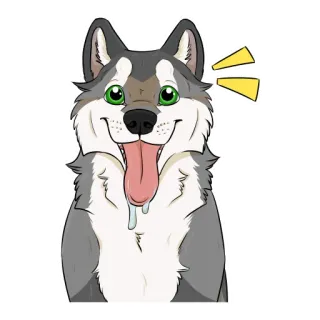 😝 Husky, Perro, Animal, Mascota, Dibujo animado, Lindo, Feliz whatsapp sticker