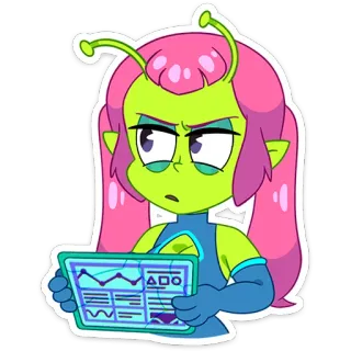 🤔 Alien, Personagem, Desenho animado, Espaço, Tecnologia telegram sticker