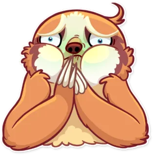 🤢 สลอธ, น่ารัก, กังวล, น่าเอ็นดู, สัตว์, การ์ตูน telegram sticker