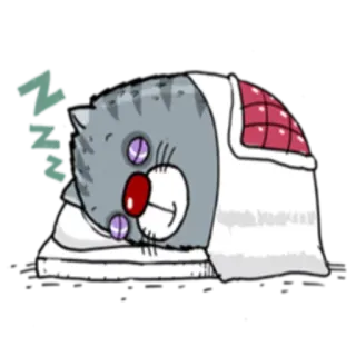 😴 ZZZ 고양이, 자는, 졸린, 동물, 만화, zzz, 코고는 telegram sticker