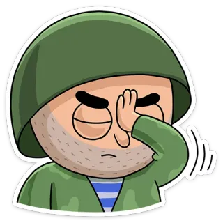 😑 soldato, militare, elmetto, cartone animato, triste, deluso telegram sticker