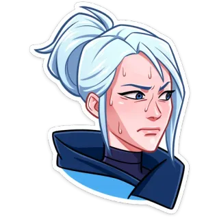 😠 Jett Valorant video game, agent, jett, sweating, worried whatsapp sticker