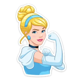 💪 Cinderella Cenicienta, Disney, Dibujos animados, Princesa, Chica, Fuerte, Feminista whatsapp sticker