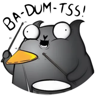 😂 BA-DUM-TSS! барабан, барабанщик, мультфильм, музыка, шутка, каламбур, комедия, звук telegram sticker