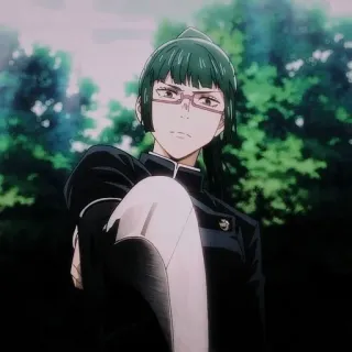 📝 Maki Zenin Jujutsu Kaisen anime, character, jujutsu kaisen, maki zenin, glasses, woman telegram sticker