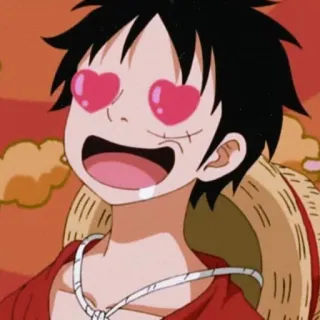 😍 Monkey D. Luffy One Piece Anime, One Piece, Luffy, Monkey D. Luffy, Mata hati, Kartun telegram sticker