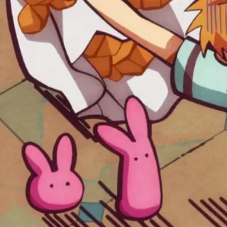 🍡 Anime, Coelho, Rosa, Fofo, Desenho animado whatsapp sticker
