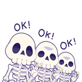 👌 OK! OK! OK! squelette, ok, accord, positif, drôle, comique, mignon whatsapp sticker