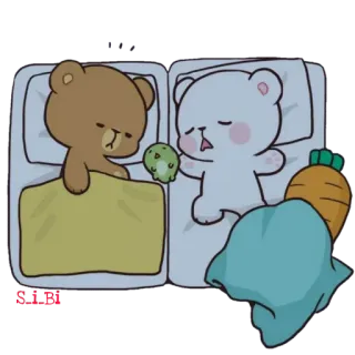 😴 S.L.M 熊, 睡觉, 可爱, 卡通, 动物, 床 telegram sticker