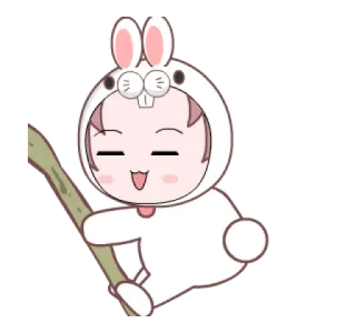 😌 Hasenkostüm, Cartoonfigur, süß, Anime Stil, skurril, kawaii, Chibi telegram sticker