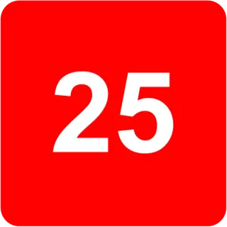 🟥 25 number, red, square telegram sticker