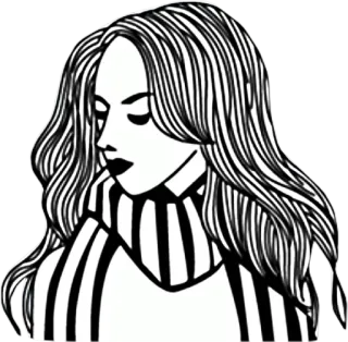 😐 vrouw, portret, illustratie, meisje, vrouwelijk telegram sticker