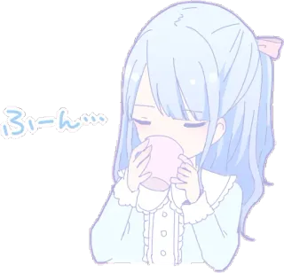 ☕ ふーん Anime, Gadis, Minum, Imut, Pastel whatsapp sticker