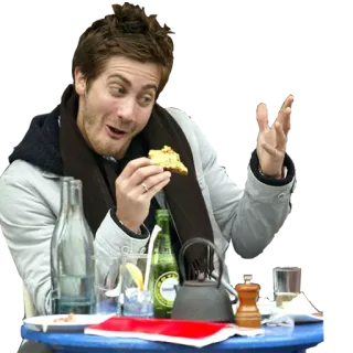 😜 man, eating, pizza, restaurant, food, table whatsapp sticker