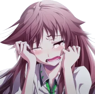 😭 Anime, Pianto, Triste, Ragazza, Lacrime, Emozionale, Arrabbiata telegram sticker