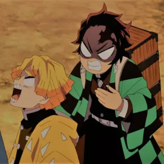 🥔 Tanjiro Kamado Demon Slayer Anime, Demon Slayer, Tanjiro, Lustig, Reaktion, Zenitsu whatsapp sticker