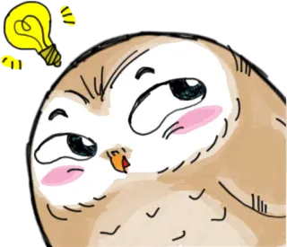 💡 сова, идея, лампочка, мышление, мультфильм, наклейка telegram sticker