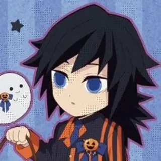 🪆 Giyu Tomioka Demon Slayer Anime, Demon Slayer, Giyu Tomioka, Halloween, Chibi, Personaggio, Carino telegram sticker