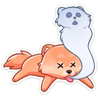 😵 chó, ma, chết, dễ thương, hoạt hình, động vật, thú cưng, linh hồn telegram sticker
