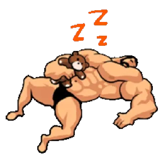 😴 schlafend, muskulös, Mann, Teddybär, Cartoon, zzz telegram sticker