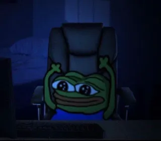 😁 Pepe the Frog Pepe Żaba, Meme, Kultura internetu, Żaba z kreskówki, Siedzący, Krzesło telegram sticker