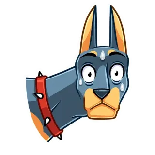 😳 собака, доберман, мультик, испуганный, потеющий whatsapp sticker