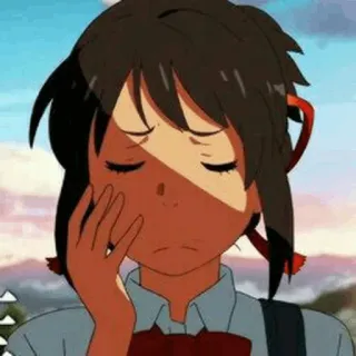 💫 Mitsuha Miyamizu Your Name Anime, Buồn, Mitsuha, Miyamizu, Your Name, Nhân vật, Cô gái, Dễ thương telegram sticker