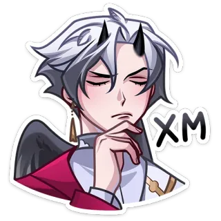 😒 XM anime character, devil, horns, wings, XM telegram sticker