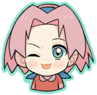 😜 Мультфильм, Чиби, Аниме, Девочка, Розовые волосы, Милый telegram sticker