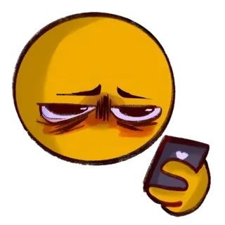 🌝 emoji, smutny, zmęczony, telefon, miłość telegram sticker
