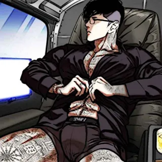 ⚖ Аниме, Мужчина, Татуировки, Нижнее белье, Очки telegram sticker