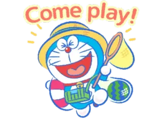 ⚽ Doraemon Come play! Cartoon, Anime, Sommer, Strand, Fröhlich, Spaß, Kawaii, Kind telegram sticker