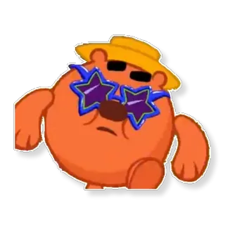🤩 animal, dibujos animados, personaje, gafas de sol, sombrero, verano, oso telegram sticker