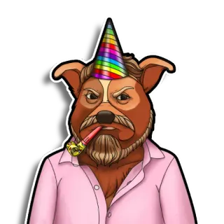 🥳 dog, party, birthday, celebration, cartoon, animal, party hat telegram sticker