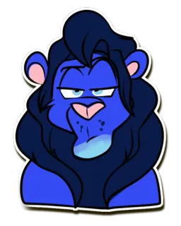 😤 leão, desenho animado, azul, animal, adesivo, personagem whatsapp sticker